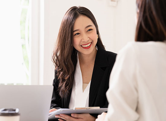 Career coaching guiding her client.