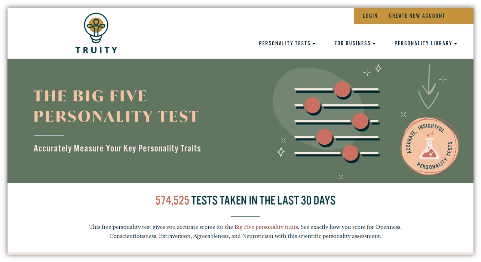 Free Big 5 Personality Test on Truity.com