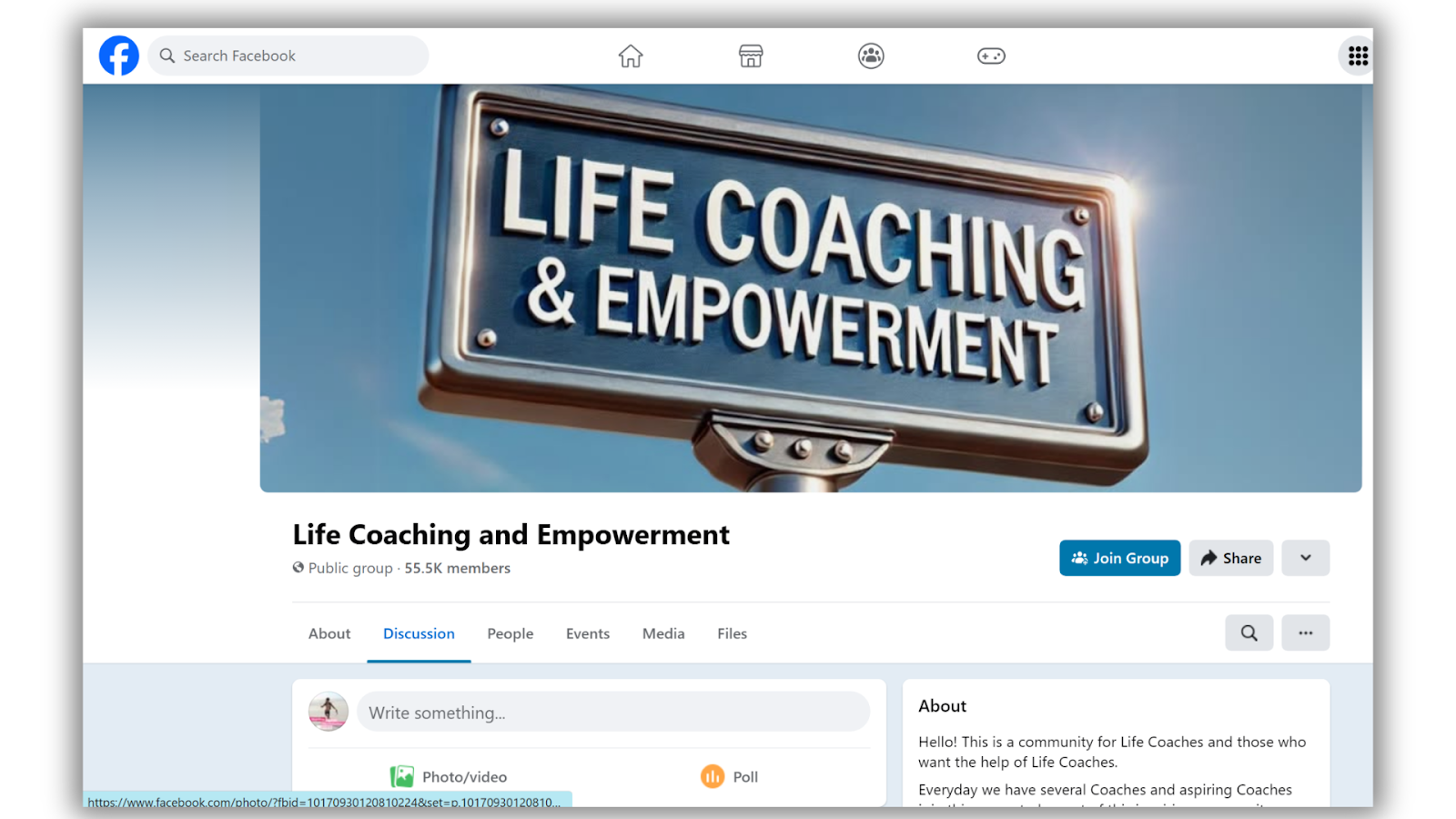 Life coach Facebook group - Life Coaching and Empowerment