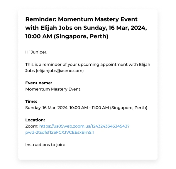 Email Reminders & Zoom Sync