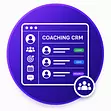 CRM for coaches icon with client profiles, contact management, and coaching client tracking
