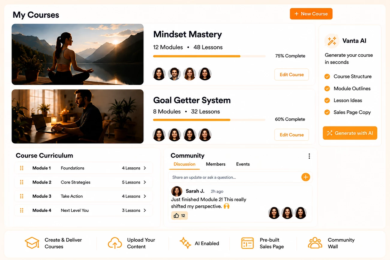 Online course platform for coaches