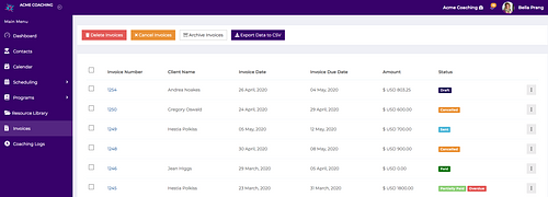 invoicing online software for coaches